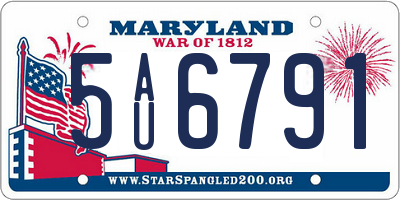 MD license plate 5AU6791