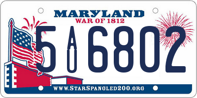 MD license plate 5AU6802