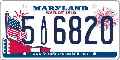 MD license plate 5AU6820