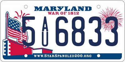 MD license plate 5AU6833