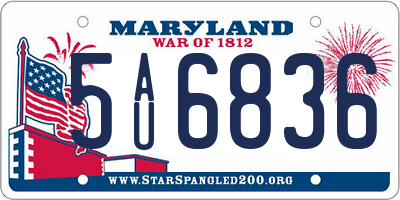 MD license plate 5AU6836