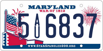 MD license plate 5AU6837