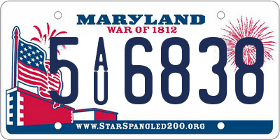 MD license plate 5AU6838