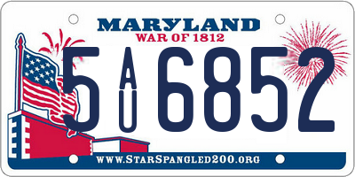 MD license plate 5AU6852