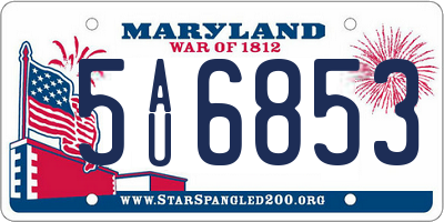 MD license plate 5AU6853