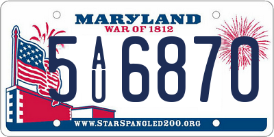 MD license plate 5AU6870