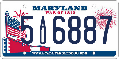 MD license plate 5AU6887
