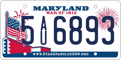 MD license plate 5AU6893