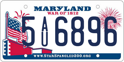 MD license plate 5AU6896