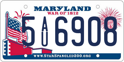 MD license plate 5AU6908