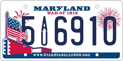 MD license plate 5AU6910