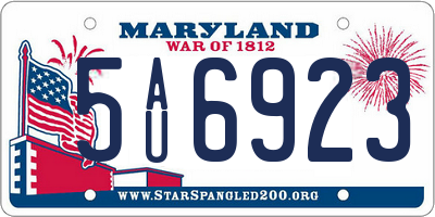 MD license plate 5AU6923