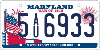 MD license plate 5AU6933