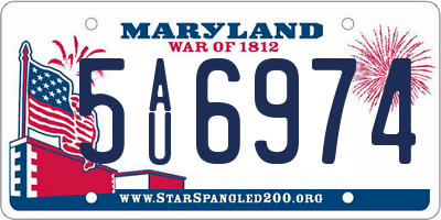 MD license plate 5AU6974