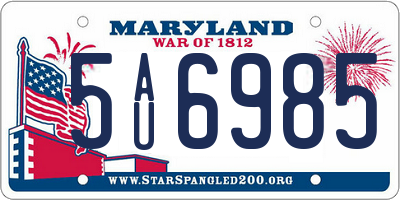 MD license plate 5AU6985