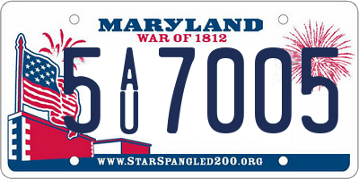 MD license plate 5AU7005