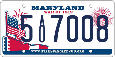 MD license plate 5AU7008