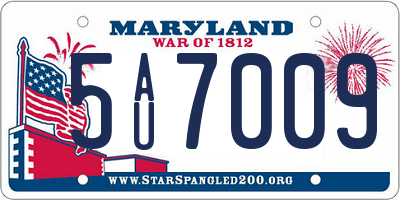 MD license plate 5AU7009