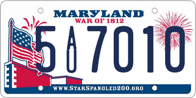 MD license plate 5AU7010