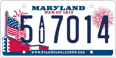 MD license plate 5AU7014