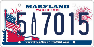 MD license plate 5AU7015