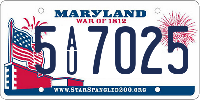 MD license plate 5AU7025