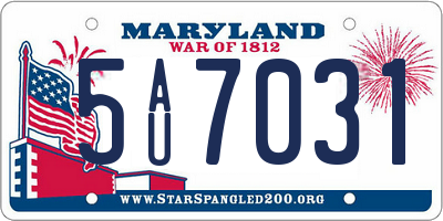 MD license plate 5AU7031