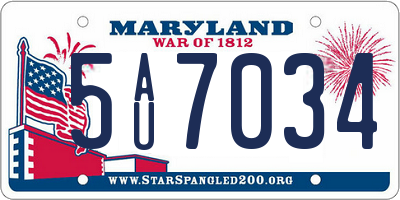 MD license plate 5AU7034