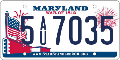 MD license plate 5AU7035