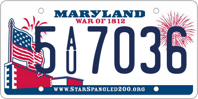 MD license plate 5AU7036