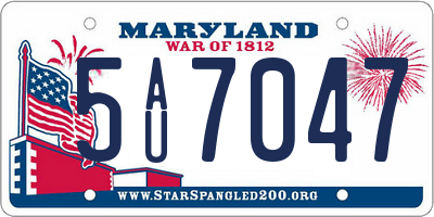 MD license plate 5AU7047