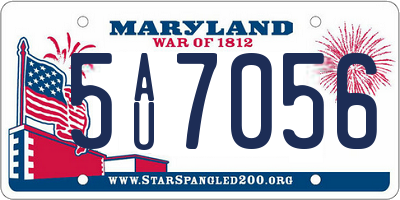 MD license plate 5AU7056