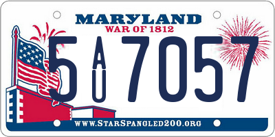 MD license plate 5AU7057