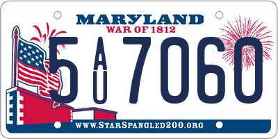 MD license plate 5AU7060