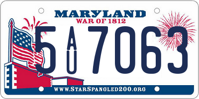 MD license plate 5AU7063