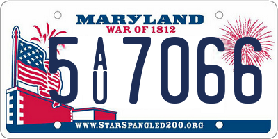 MD license plate 5AU7066