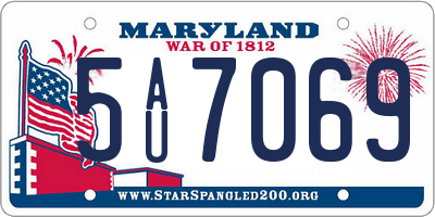 MD license plate 5AU7069