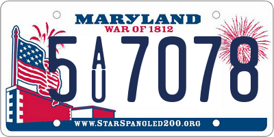 MD license plate 5AU7078