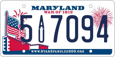 MD license plate 5AU7094