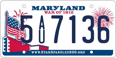 MD license plate 5AU7136