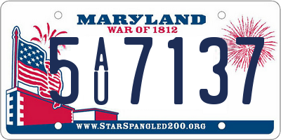 MD license plate 5AU7137