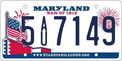MD license plate 5AU7149