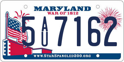MD license plate 5AU7162