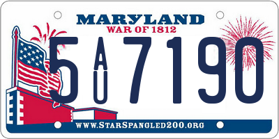 MD license plate 5AU7190