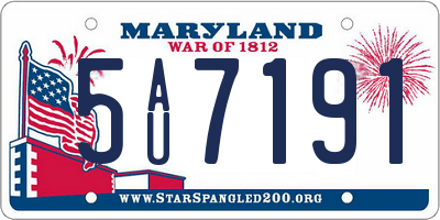 MD license plate 5AU7191