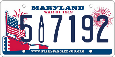 MD license plate 5AU7192