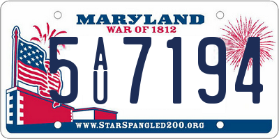MD license plate 5AU7194