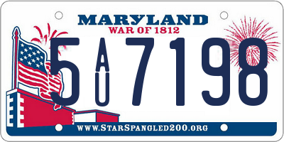 MD license plate 5AU7198