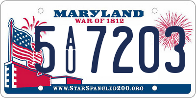 MD license plate 5AU7203
