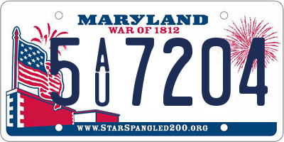 MD license plate 5AU7204
